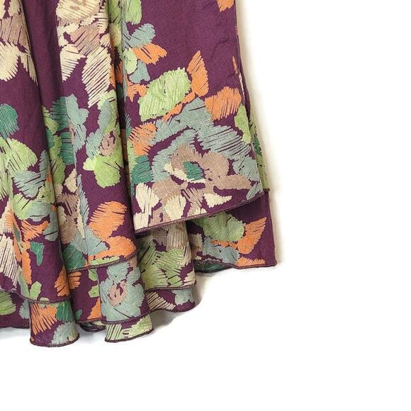 Free People Floral Tiered Mini Skirt Purple Green Blue Flowy Soft Boho Casual XS - Picture 5 of 12